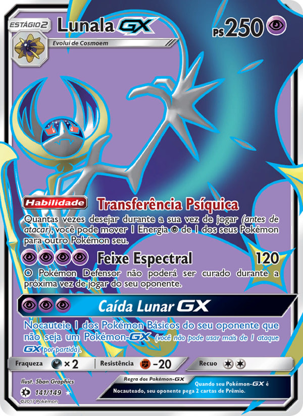 Lunala GX 141 — Sol e Lua (Portuguese Pokémon TCG card)