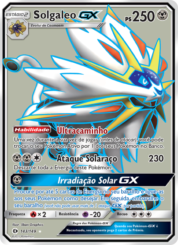 Solgaleo GX 143 — Sol e Lua (Portuguese Pokémon TCG card)