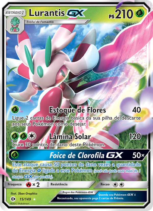 Lurantis GX 15 — Sol e Lua (Portuguese Pokémon TCG card)