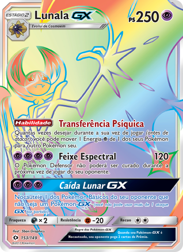 Lunala GX 153 — Sol e Lua (Portuguese Pokémon TCG card)