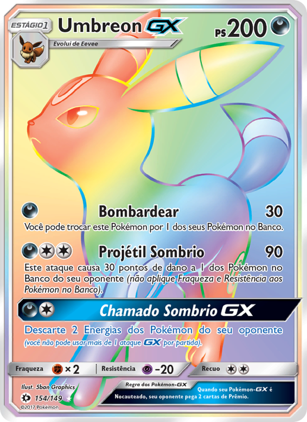 Umbreon GX 154 — Sol e Lua (Portuguese Pokémon TCG card)