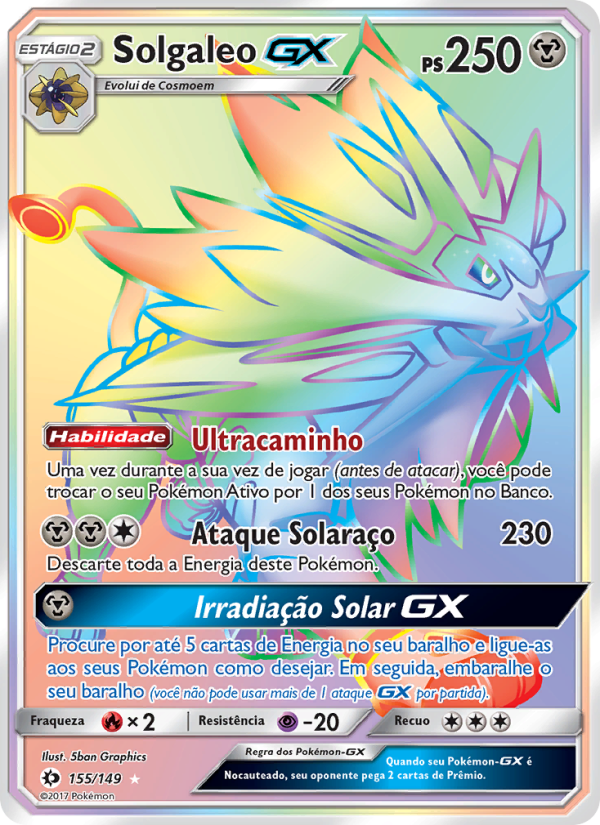 Solgaleo GX 155 — Sol e Lua (Portuguese Pokémon TCG card)