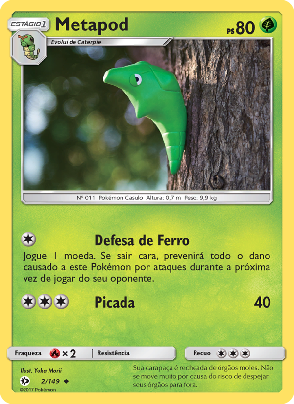 Metapod 2 — Sol e Lua (Portuguese Pokémon TCG card)