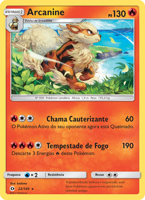 Arcanine 22 — Sol e Lua (Portuguese Pokémon TCG card)
