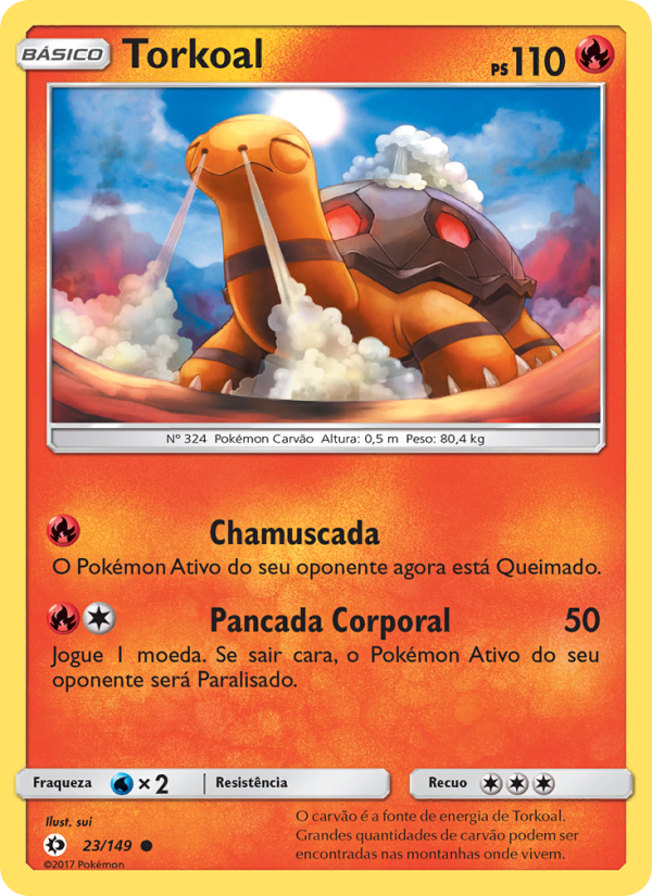 Torkoal 23 — Sol e Lua (Portuguese Pokémon TCG card)