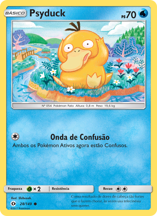 Psyduck 28 — Sol e Lua (Portuguese Pokémon TCG card)