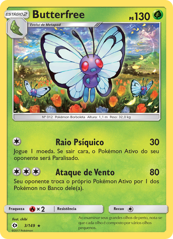 Butterfree 3 — Sol e Lua (Portuguese Pokémon TCG card)