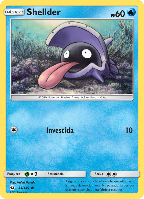 Shellder 33 — Sol e Lua (Portuguese Pokémon TCG card)
