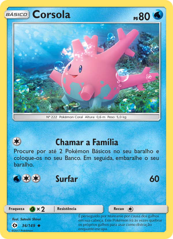 Corsola 36 — Sol e Lua (Portuguese Pokémon TCG card)