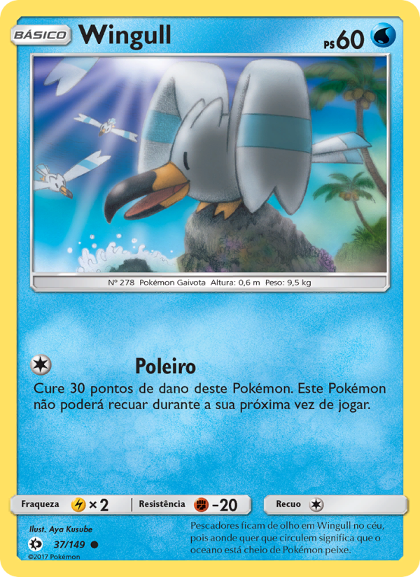 Wingull 37 — Sol e Lua (Portuguese Pokémon TCG card)