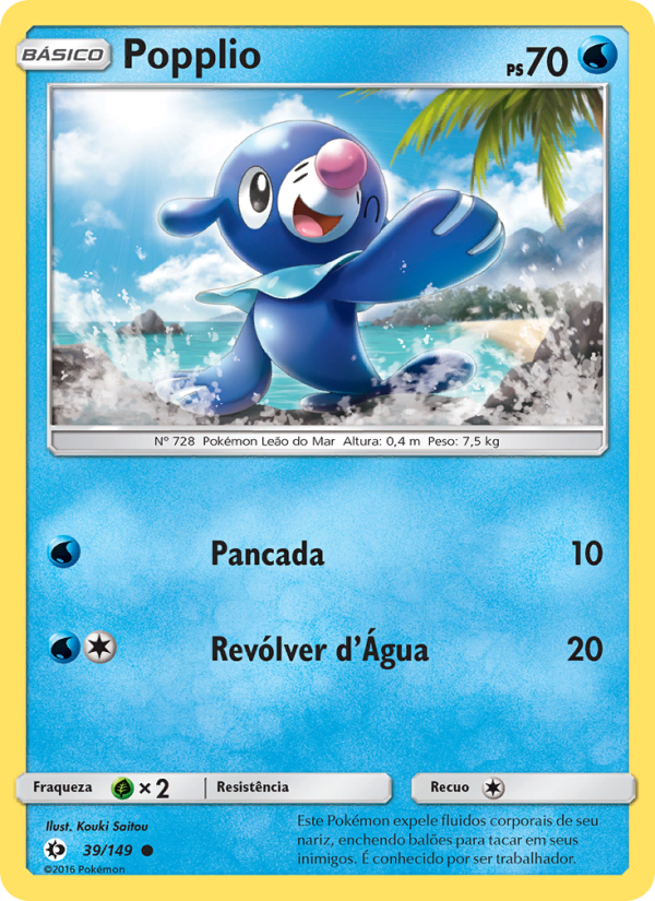 Popplio 39 — Sol e Lua (Portuguese Pokémon TCG card)