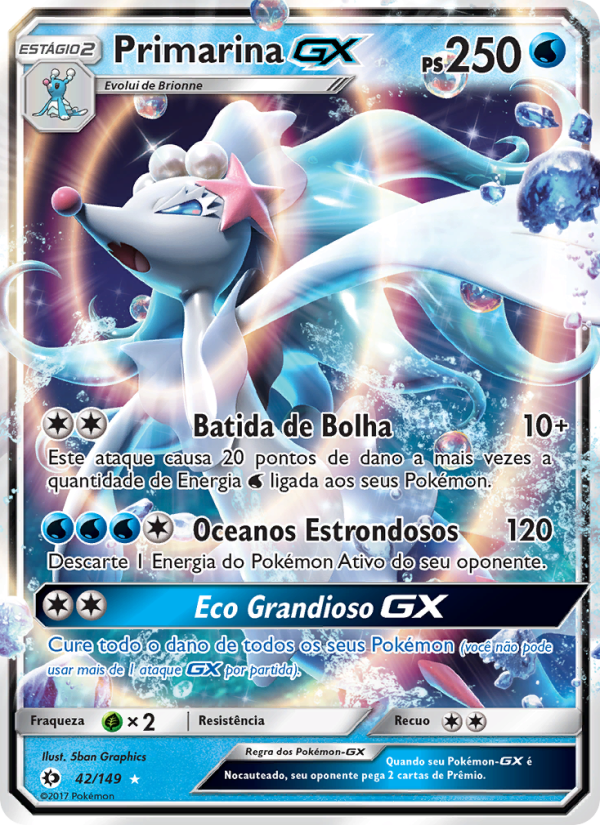 Primarina GX 42 — Sol e Lua (Portuguese Pokémon TCG card)
