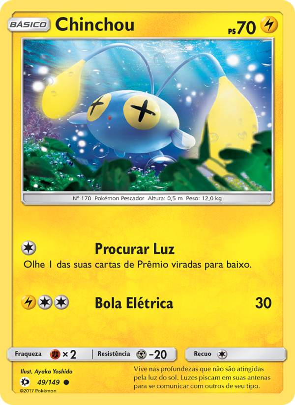Chinchou 49 — Sol e Lua (Portuguese Pokémon TCG card)