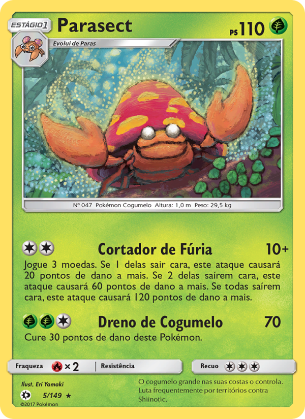 Parasect 5 — Sol e Lua (Portuguese Pokémon TCG card)
