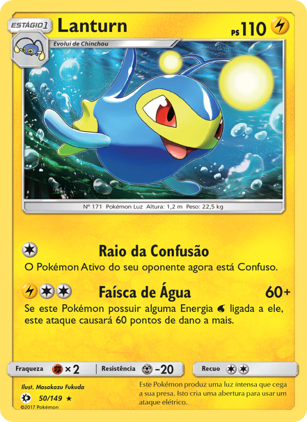 Lanturn 50 — Sol e Lua (Portuguese Pokémon TCG card)