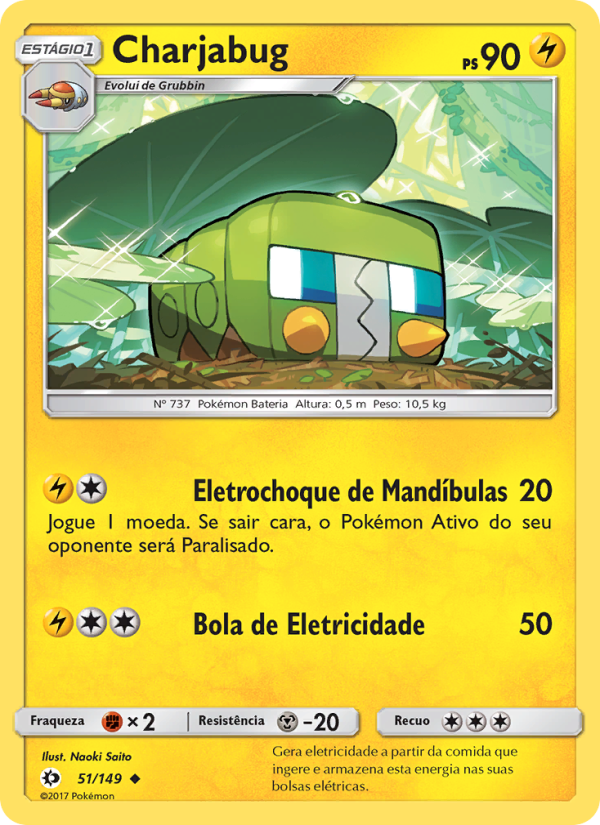 Charjabug 51 — Sol e Lua (Portuguese Pokémon TCG card)