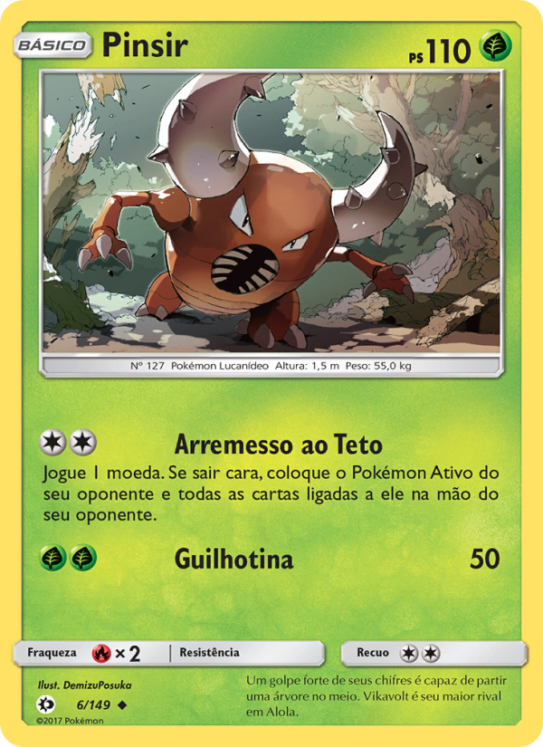 Pinsir 6 — Sol e Lua (Portuguese Pokémon TCG card)