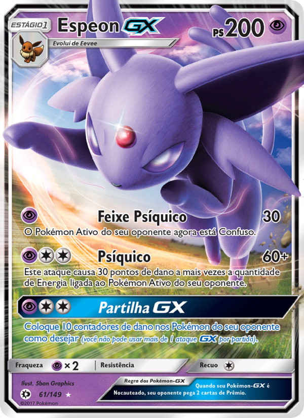 Espeon GX 61 — Sol e Lua (Portuguese Pokémon TCG card)