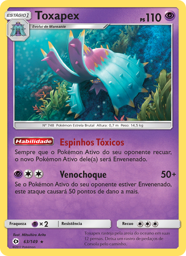 Toxapex 63 — Sol e Lua (Portuguese Pokémon TCG card)