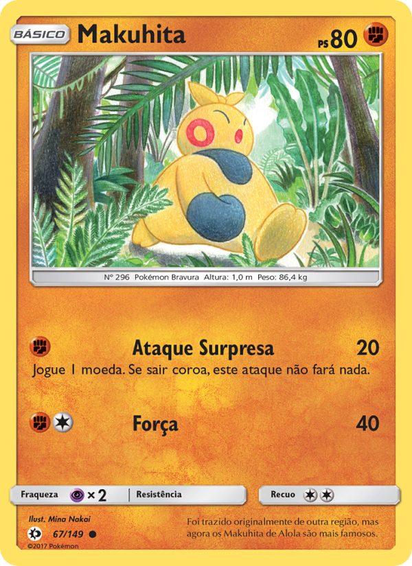 Makuhita 67 — Sol e Lua (Portuguese Pokémon TCG card)