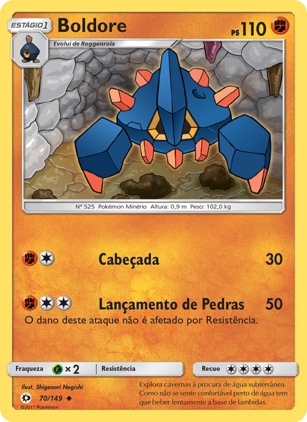 Boldore 70 — Sol e Lua (Portuguese Pokémon TCG card)