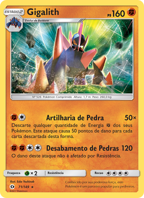 Gigalith 71 — Sol e Lua (Portuguese Pokémon TCG card)