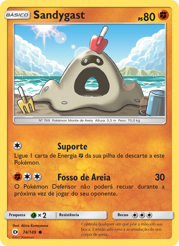Sandygast 74 — Sol e Lua (Portuguese Pokémon TCG card)