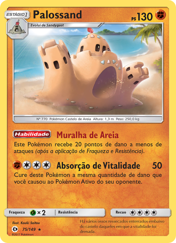 Palossand 75 — Sol e Lua (Portuguese Pokémon TCG card)