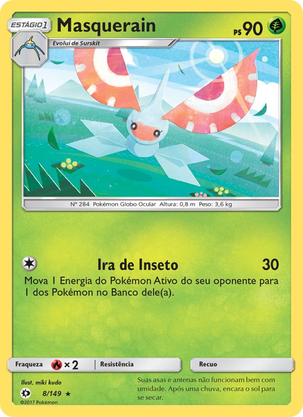 Masquerain 8 — Sol e Lua (Portuguese Pokémon TCG card)