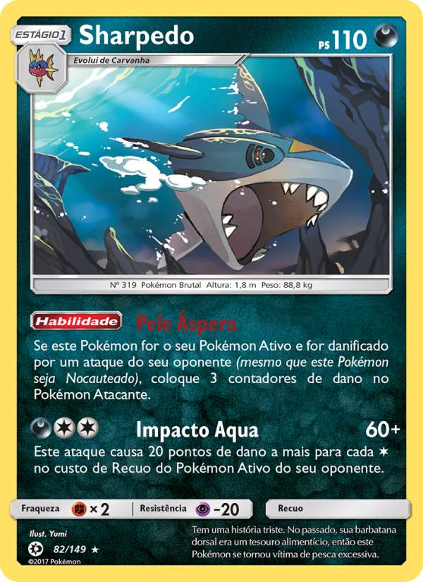 Sharpedo 82 — Sol e Lua (Portuguese Pokémon TCG card)