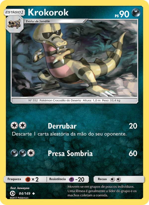 Krokorok 84 — Sol e Lua (Portuguese Pokémon TCG card)