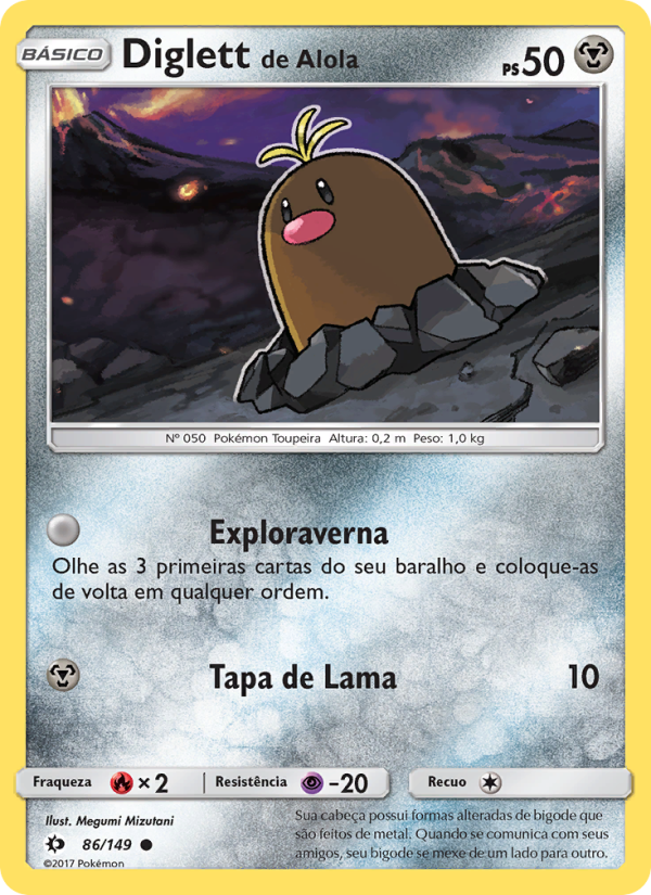 Diglett de Alola 86 — Sol e Lua (Portuguese Pokémon TCG card)