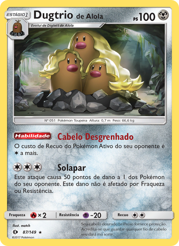 Dugtrio de Alola 87 — Sol e Lua (Portuguese Pokémon TCG card)
