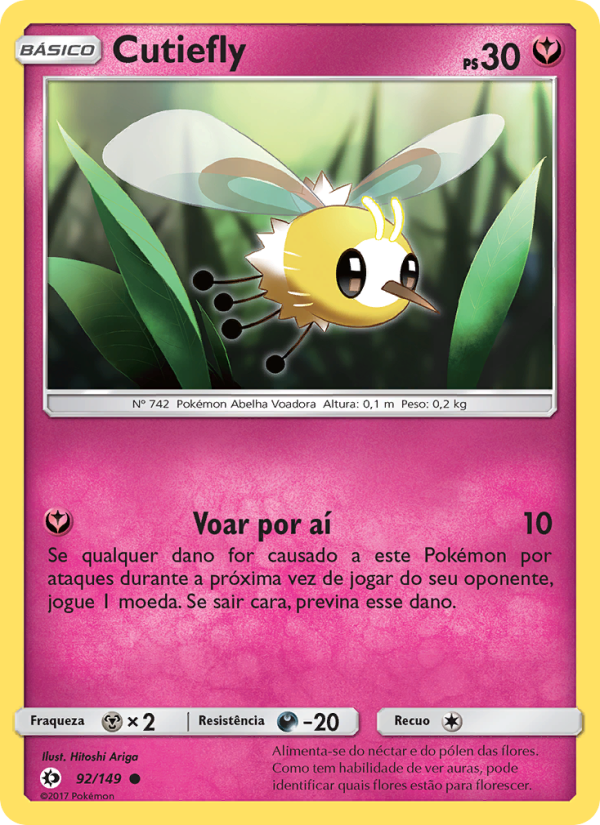 Cutiefly 92 — Sol e Lua (Portuguese Pokémon TCG card)