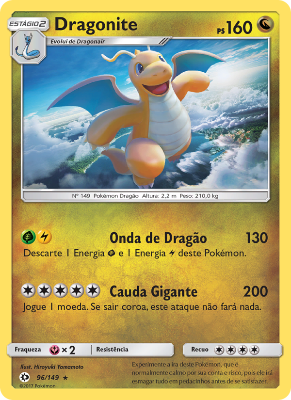 Dragonite 96 — Sol e Lua (Portuguese Pokémon TCG card)