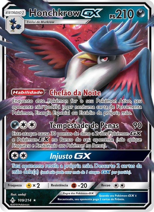 Honchkrow GX 109 — Elos Inquebráveis (Portuguese Pokémon TCG card)