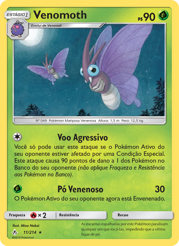 Venomoth 11 — Elos Inquebráveis (Portuguese Pokémon TCG card)