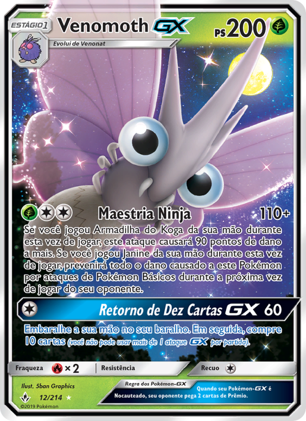Venomoth GX 12 — Elos Inquebráveis (Portuguese Pokémon TCG card)