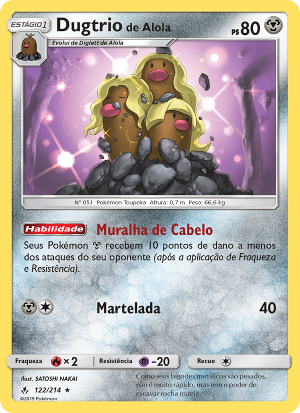 Dugtrio de Alola 122 — Elos Inquebráveis (Portuguese Pokémon TCG card)