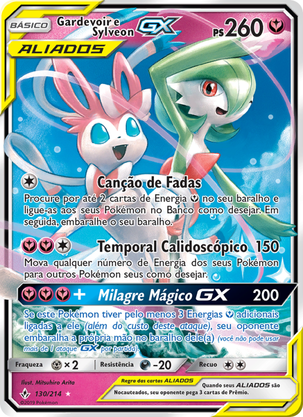 Gardevoir e Sylveon GX 130 — Elos Inquebráveis (Portuguese Pokémon TCG card)