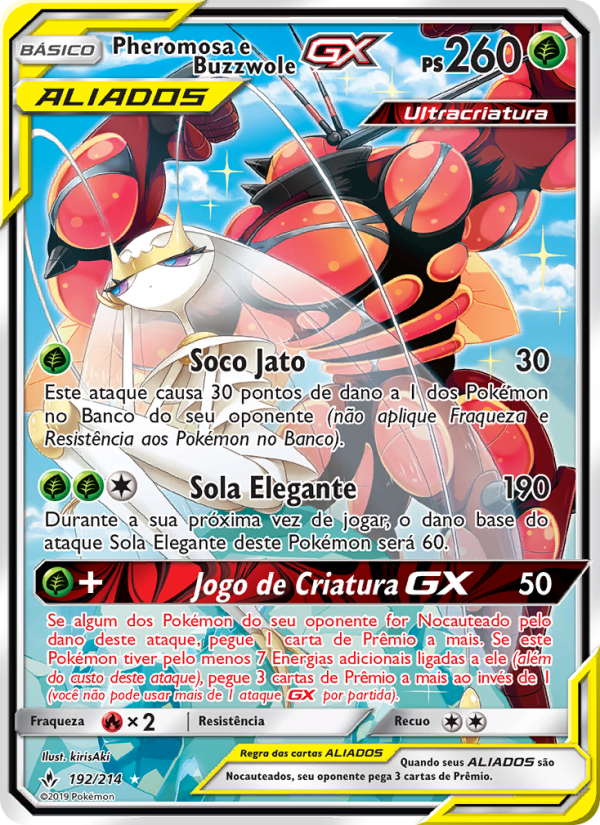 Pheromosa e Buzzwole GX 192 — Elos Inquebráveis (Portuguese Pokémon TCG card)