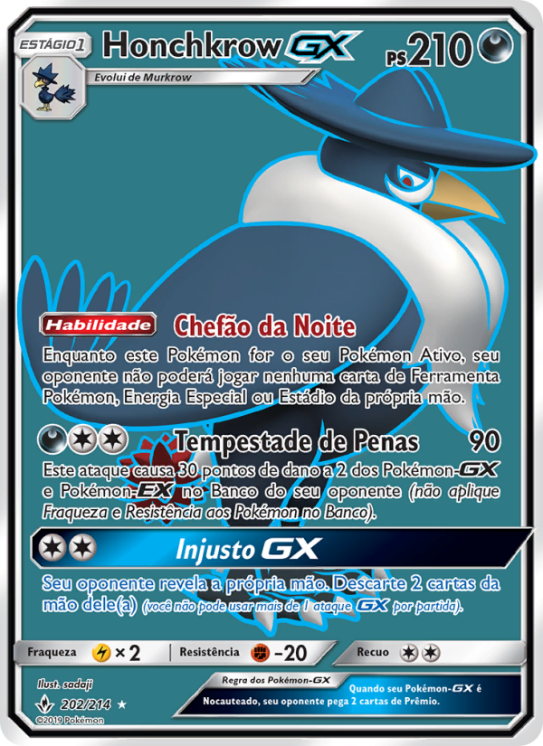 Honchkrow GX 202 — Unbroken Bonds (Portuguese Pokémon TCG card)