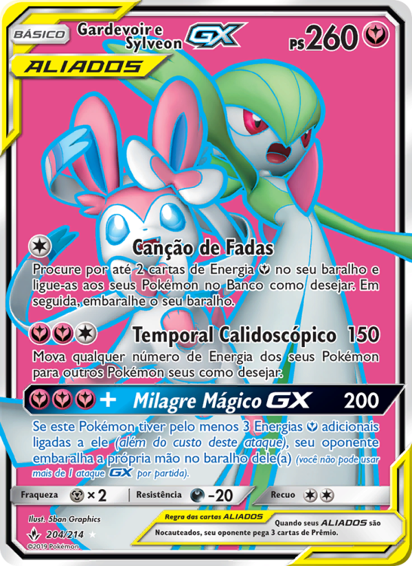 Gardevoir e Sylveon GX 204 — Elos Inquebráveis (Portuguese Pokémon TCG card)