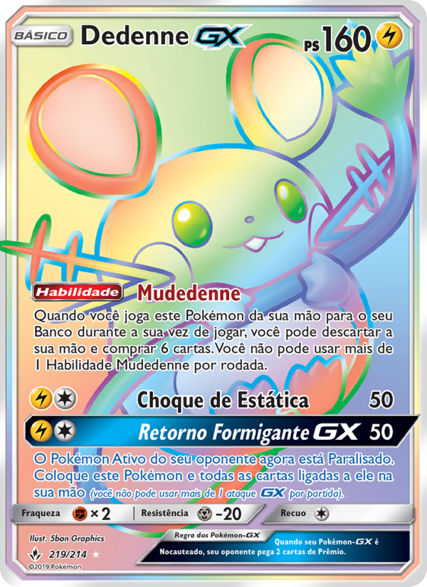 Dedenne GX 219 — Elos Inquebráveis (Portuguese Pokémon TCG card)