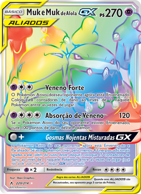 Muk e Muk de Alola GX 220 — Elos Inquebráveis (Portuguese Pokémon TCG card)