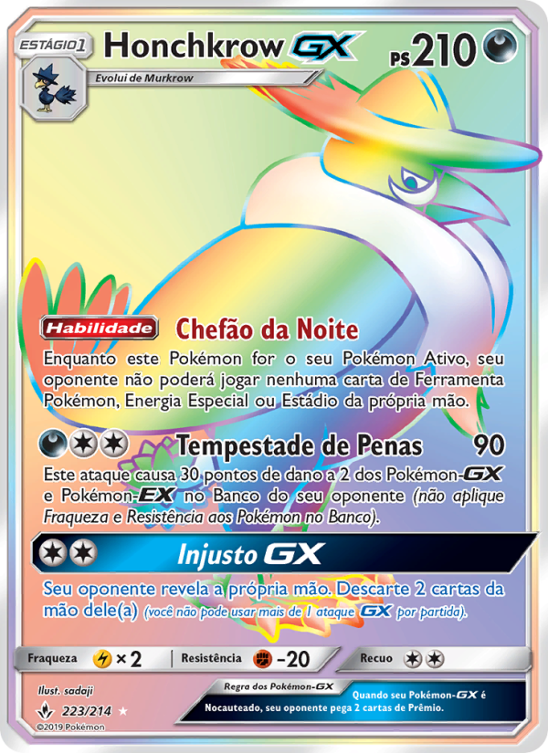 Honchkrow GX 223 — Elos Inquebráveis (Portuguese Pokémon TCG card)
