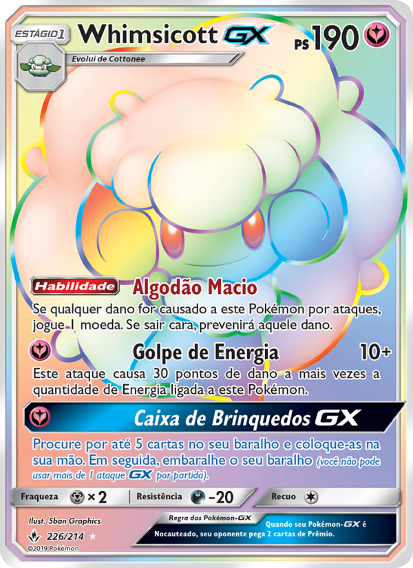 Whimsicott GX 226 — Elos Inquebráveis (Portuguese Pokémon TCG card)