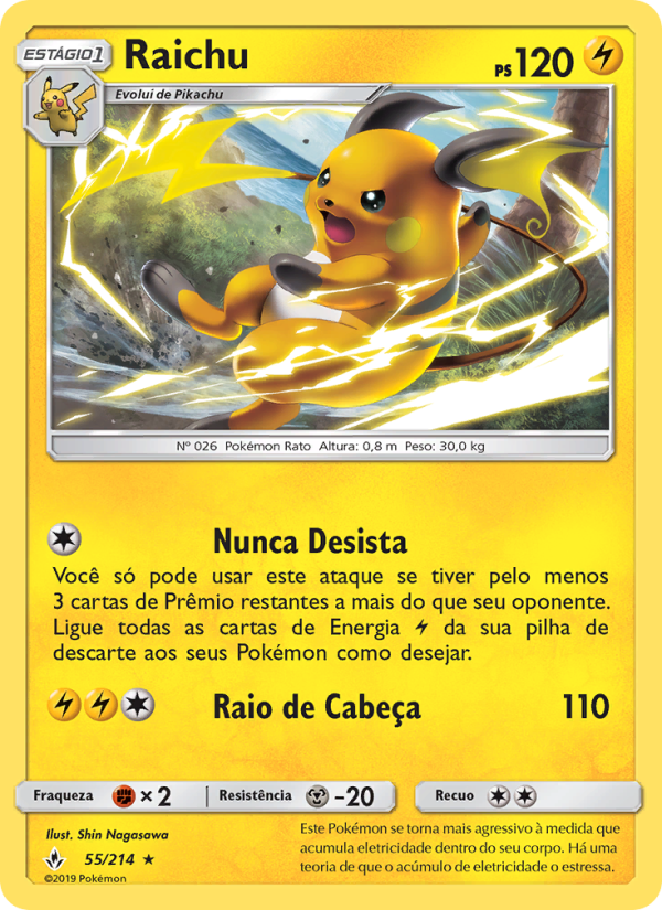 Raichu 55 — Elos Inquebráveis (Portuguese Pokémon TCG card)