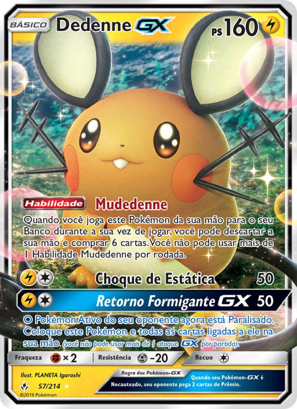 Dedenne GX 57 — Elos Inquebráveis (Portuguese Pokémon TCG card)