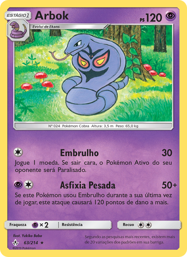 Arbok 63 — Elos Inquebráveis (Portuguese Pokémon TCG card)